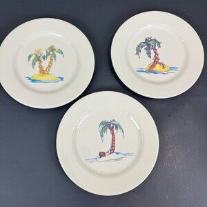 Homer Laughlin What a Dish Holiday Palm tree salad plates, 3 quantity